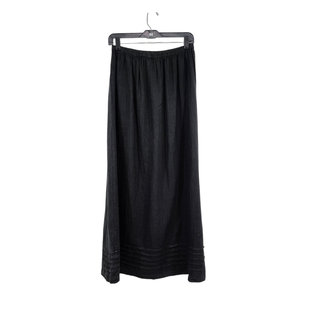 Hot Knots Women's 100% Linen Pintucks A-Line Maxi Skirt - M/L